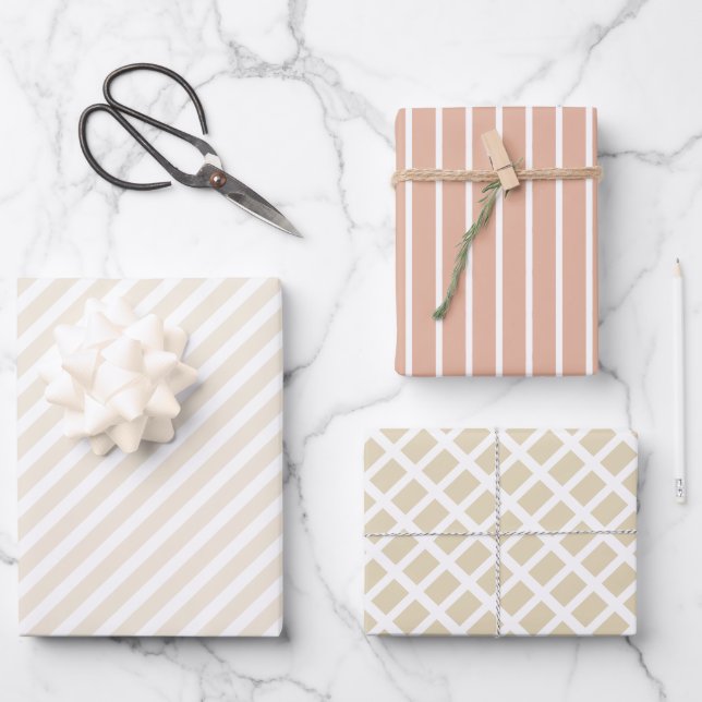 Pastel Beige Cream Sand Wrapping Paper Sheets (Front)