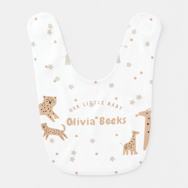 Pastel Beige Cute Illustrative Baby Shower Bib (Front)
