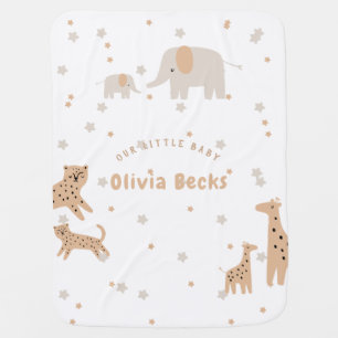 Pastel Beige Cute Illustrative Baby Shower Blanket