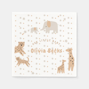 Pastel Beige Cute Illustrative Baby Shower Napkins