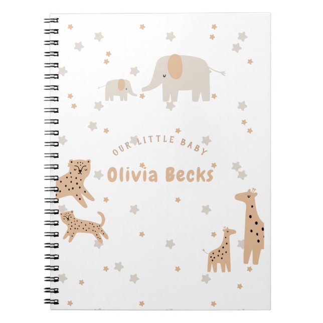 Pastel Beige Cute Illustrative Baby Shower Notebook (Front)