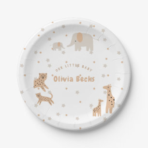 Pastel Beige Cute Illustrative Baby Shower Paper Plates