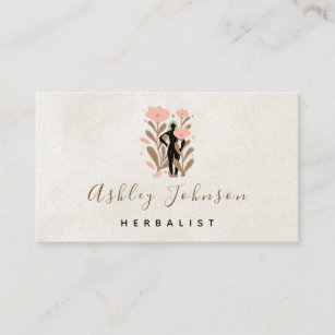Pastel Beige Herbalist Modern Social Media Girly Business Card