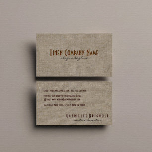 Pastel Beige Natural Linen Burlap Fabric Look Business Card