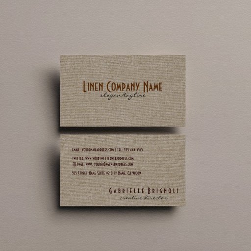 Customizable Pastel Beige Natural Linen Burlap Fabric Look Business Card Template