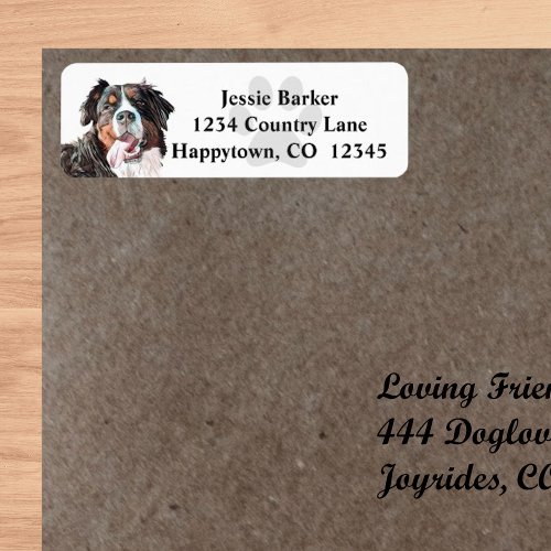 Pastel Bernese Mountain Dog Return Address Label
