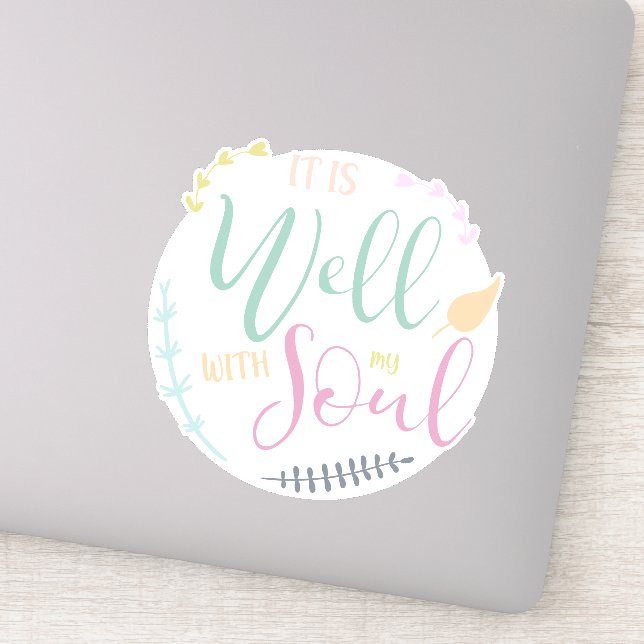 Pastel Bible Quote It is well with my soul Sticker (Detail)