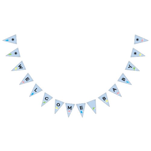 Pastel Bird Aqua Celebration Bunting Flags