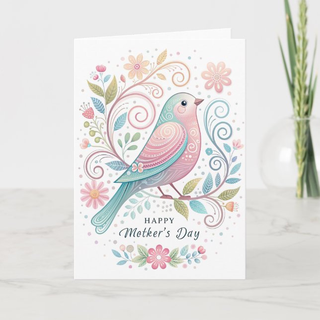 Pastel Bird Mothers Day Card (Front)