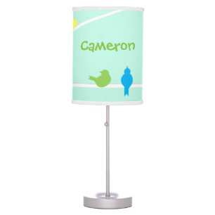 Pastel Birds Aqua Table Lamp