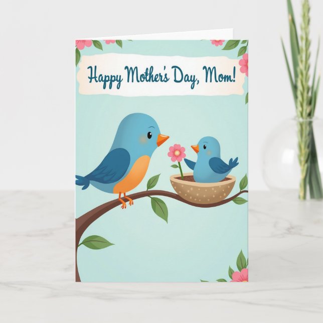 Pastel Birds Love Scene Card (Front)