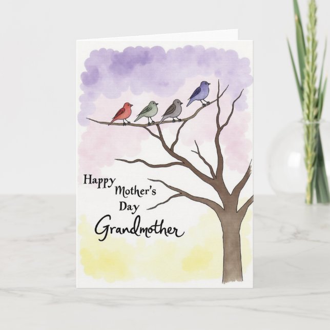 Pastel Birds Sweet Mothers Day Card (Front)