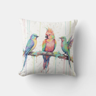 Pastel birds Throw Cushion