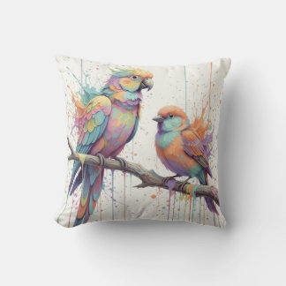 Pastel birds Throw Cushion
