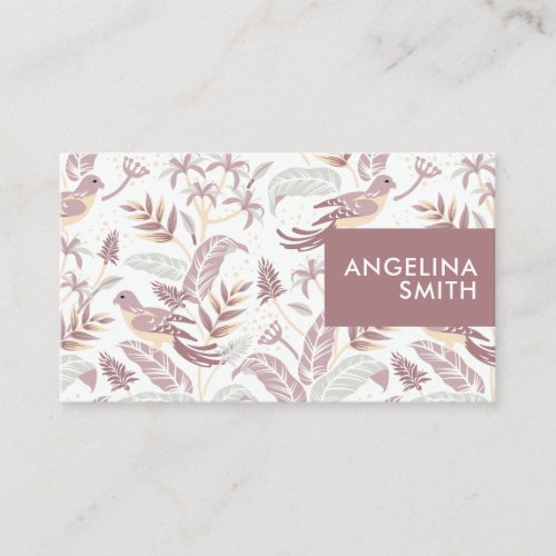 Pastel birds tropical floral pattern minimalist business card