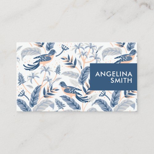 Pastel birds tropical floral pattern minimalist business card