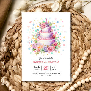 Pastel Birthday cake birthday Invitation