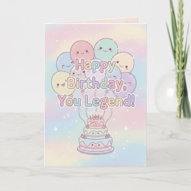 Pastel Birthday Card – Happy Birthday, You Legend! (Front)