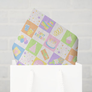 Pastel Birthday Icons Pattern Tissue Paper