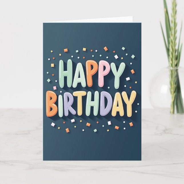 Pastel Birthday Typography Card (Front)