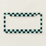 Pastel Black Blue Checks Checkerboard Pattern    License Plate Frame<br><div class="desc">Retro and modern trendy checkered design,  featuring Black Blue checks,  checkerboard pattern. Checkerboard trend home decor. Pastel checkerboard design.</div>