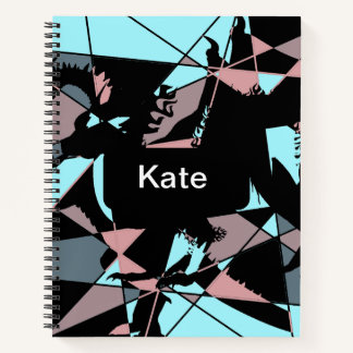 Pastel Black Blue Pink Grey abstract Notebook