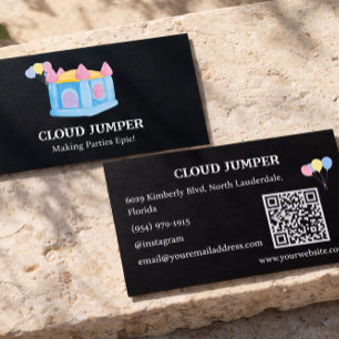 Pastel Black Bounce House Rentals QR Code Business Card