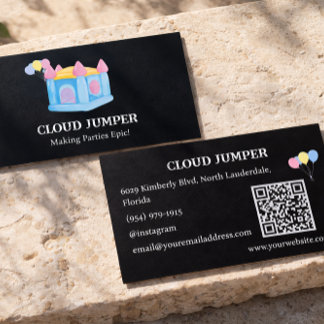 Pastel Black Bounce House Rentals QR Code Business Card