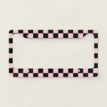 Pastel Black Pink Checks Checkerboard Pattern   License Plate Frame<br><div class="desc">Retro and modern trendy checkered design,  featuring pastel pink and black checks,  checkerboard pattern. Checkerboard trend home decor. Pastel checkerboard design.</div>