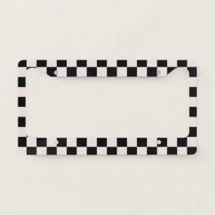 Pastel Black White Checks Checkerboard Pattern   License Plate Frame