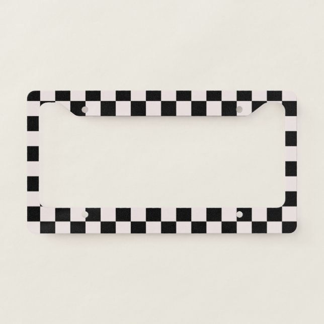 Pastel Black White Checks Checkerboard Pattern   License Plate Frame (Front)