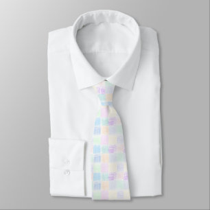 pastel block multicolored pattern neck tie