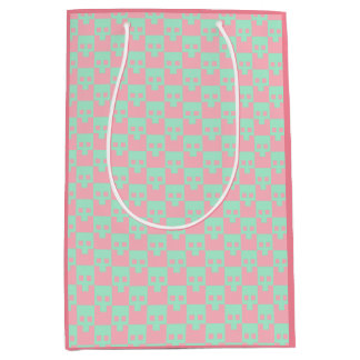 Pastel Block Skulls in Pink and Mint Medium Gift Bag
