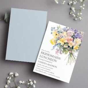 Pastel Bloom Bouquet Bridesmaids Luncheon Wedding Invitation