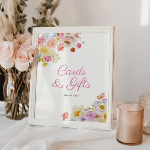 Pastel Bloom Bridal Shower Cards and Gifts Sign