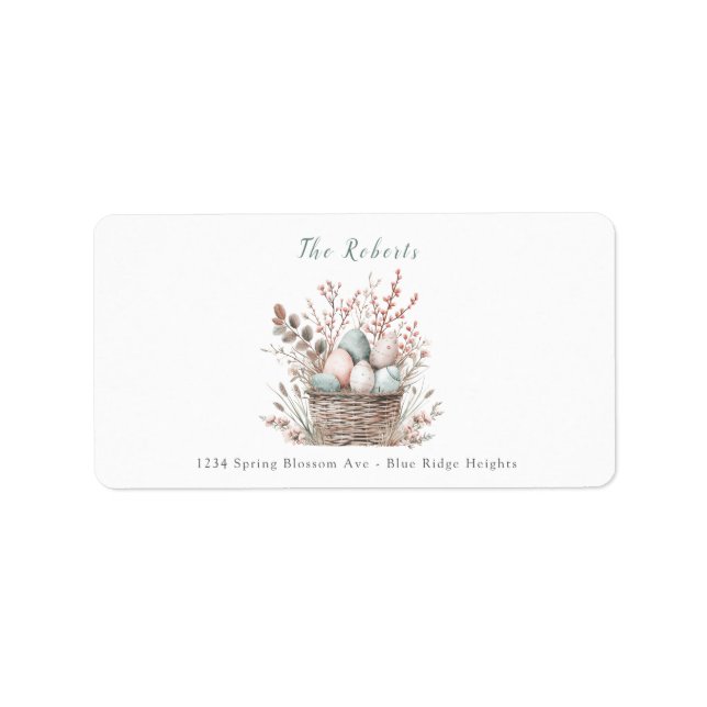 Pastel Bloom Easter Basket Brunch Address Label (Front)