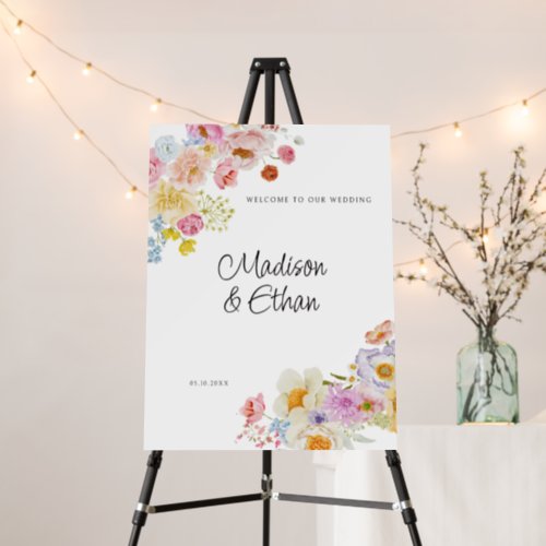 Pastel Bloom Floral Wedding Welcome Foam Board