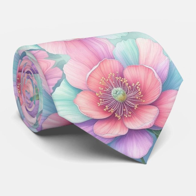 Pastel Bloom Neck Tie (Rolled)