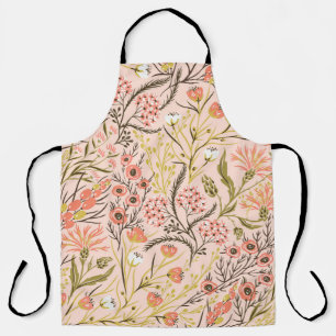 Pastel Blooming Flowers Vintage Pattern Apron