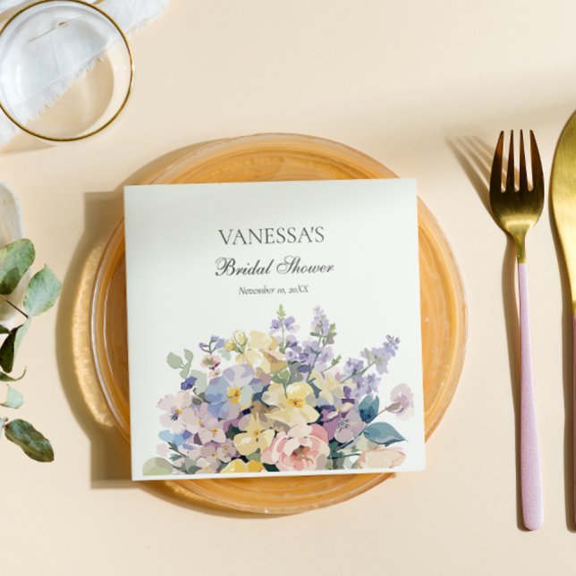 PASTEL BLOOMING WILDFLOWERS BRIDAL MONOGRAM NAPKINS (Creator Uploaded)