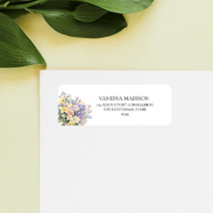 Pastel Blooming Wildflowers Floral Wedding Label