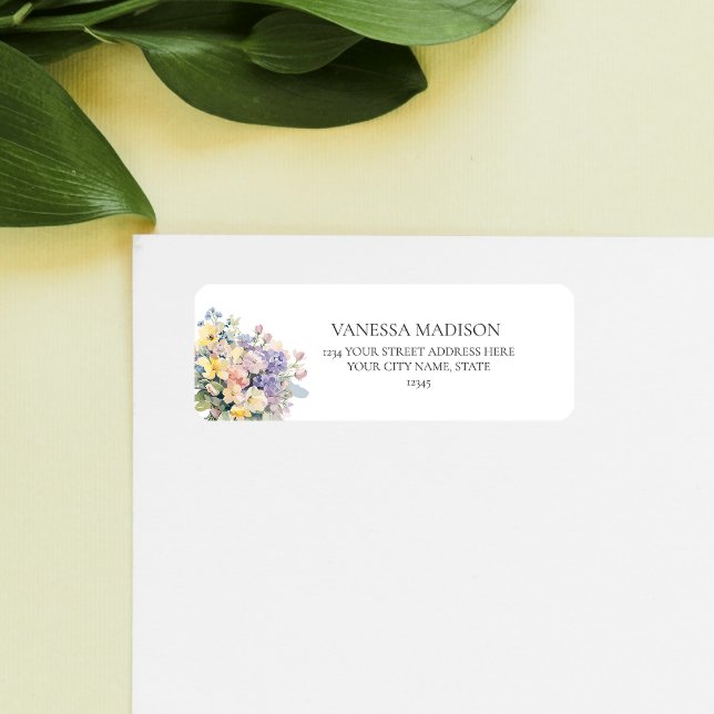 Pastel Blooming Wildflowers  Floral Wedding Label (Creator Uploaded)