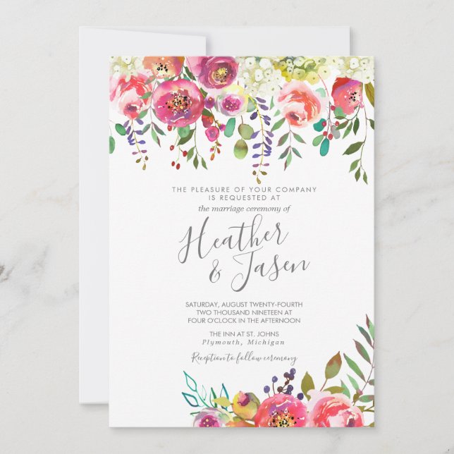 Pastel Blooms Fantasy Floral Wedding Invitation (Front)
