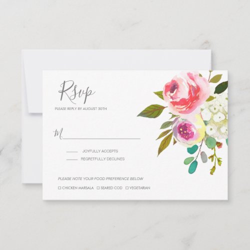 Pastel Blooms Fantasy Floral Wedding RSVP Card