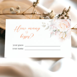 Pastel Blooms How Many Kisses Bridal Shower Game Enclosure Card