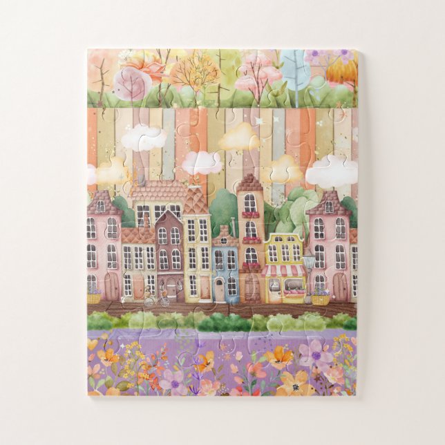 Pastel Blooms Neighborhood Jigsaw Puzzle (Vertical)