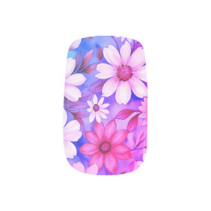 Pastel Blooms on Blue Minx Nail Art