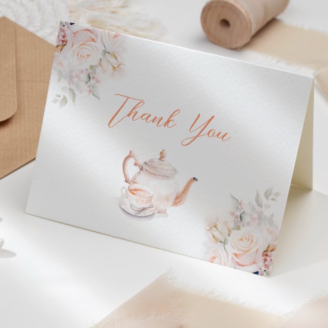 Pastel Blooms Tea Party Bridal Shower Thank You Card (Creator Uploaded)