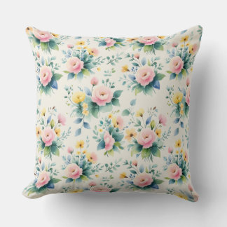 pastel blossom field throw pillow