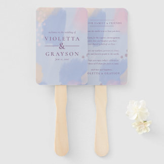 Pastel Blue Abstract Art Hand Fan